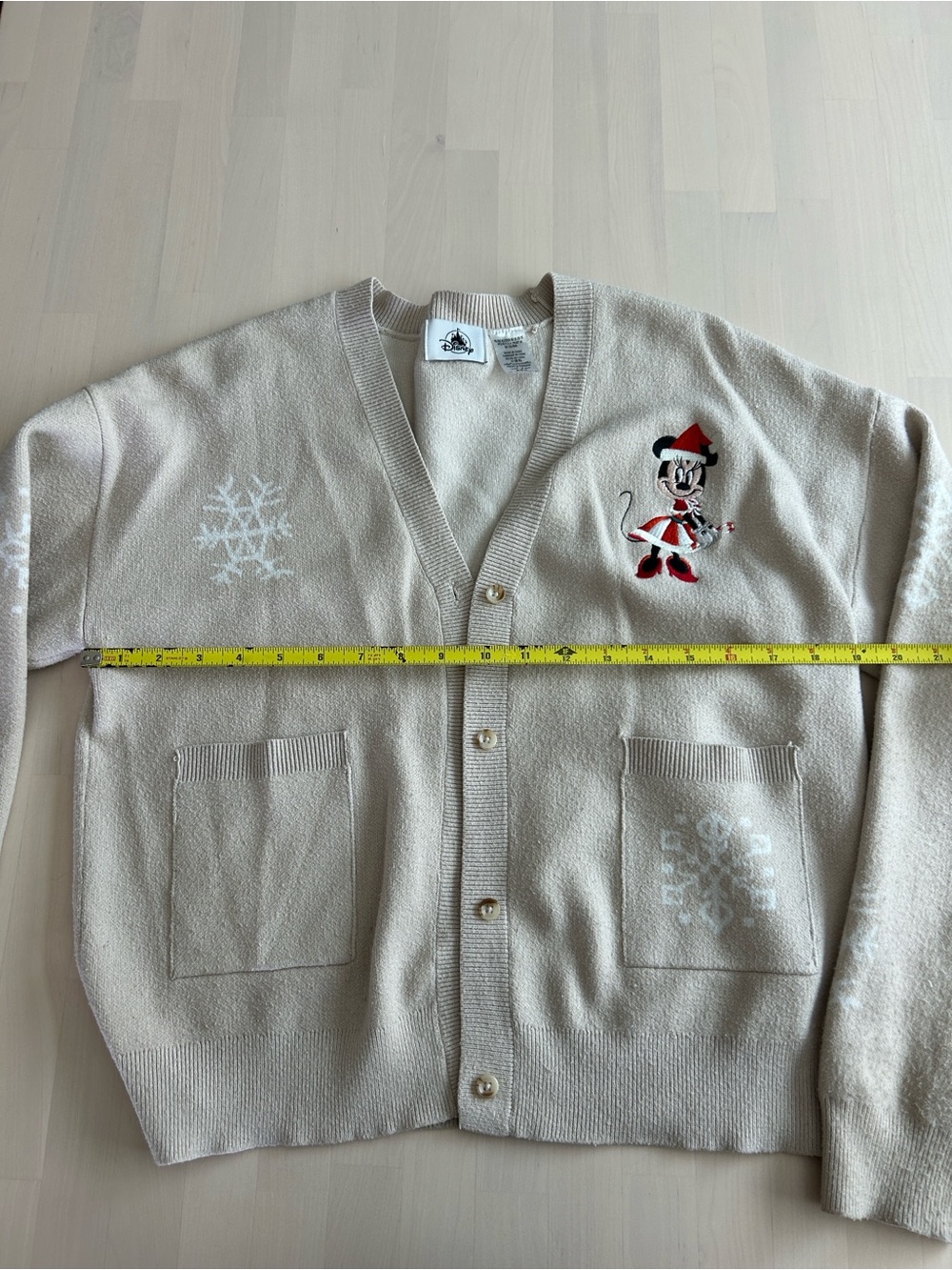 Beige Holiday Cardigan Sweater with Festive Character Embroidery - Picture 7 of 7